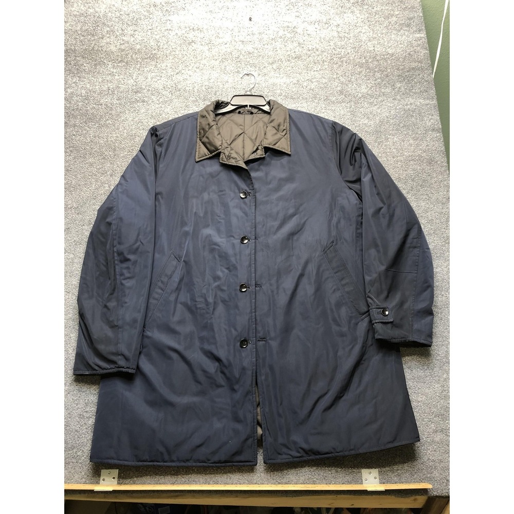 Allen Edmonds Coat Mens 3XL Blue Reversible Quilted Insulated Rain Travel